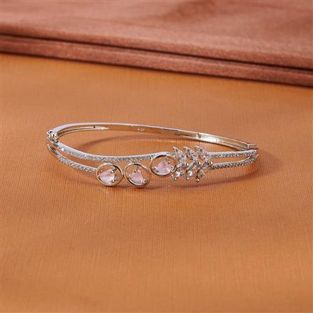 Cubic Zirconia Delicate Kada With Rhodium Plating