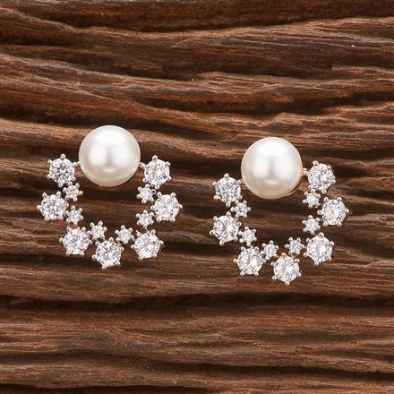 Cubic Zirconia Moti Earring With Black Rose 2 Tone Rhodium Plating