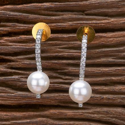 Cz Moti Earring With Black Rhodium Rose Gold Plating