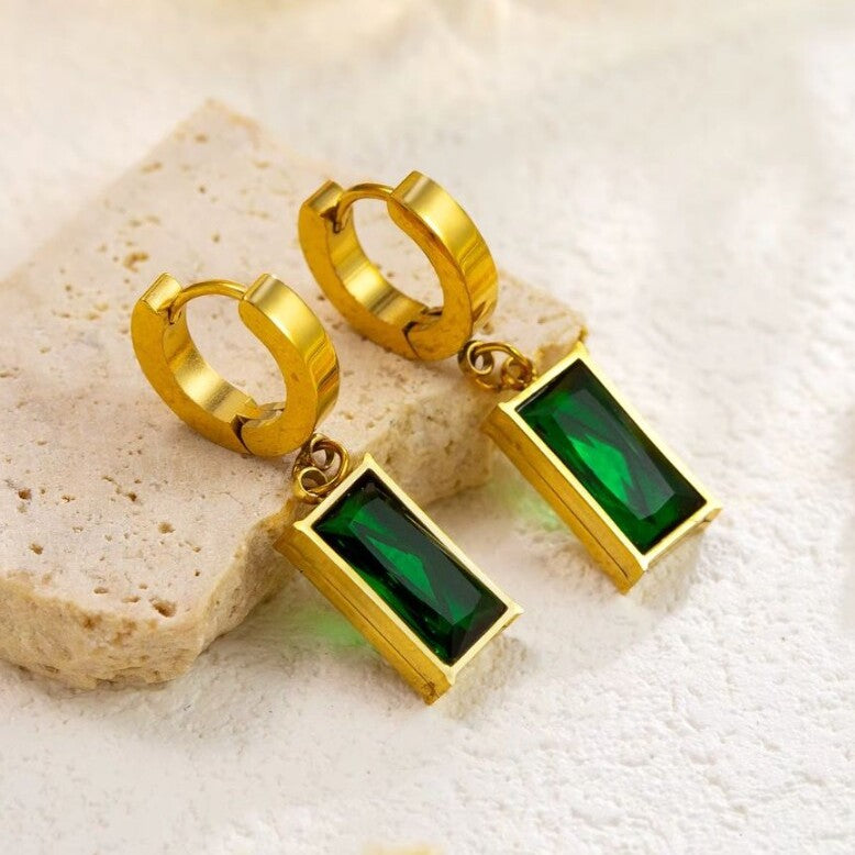 Gold Plated Emerald Green Pendant Necklace Set