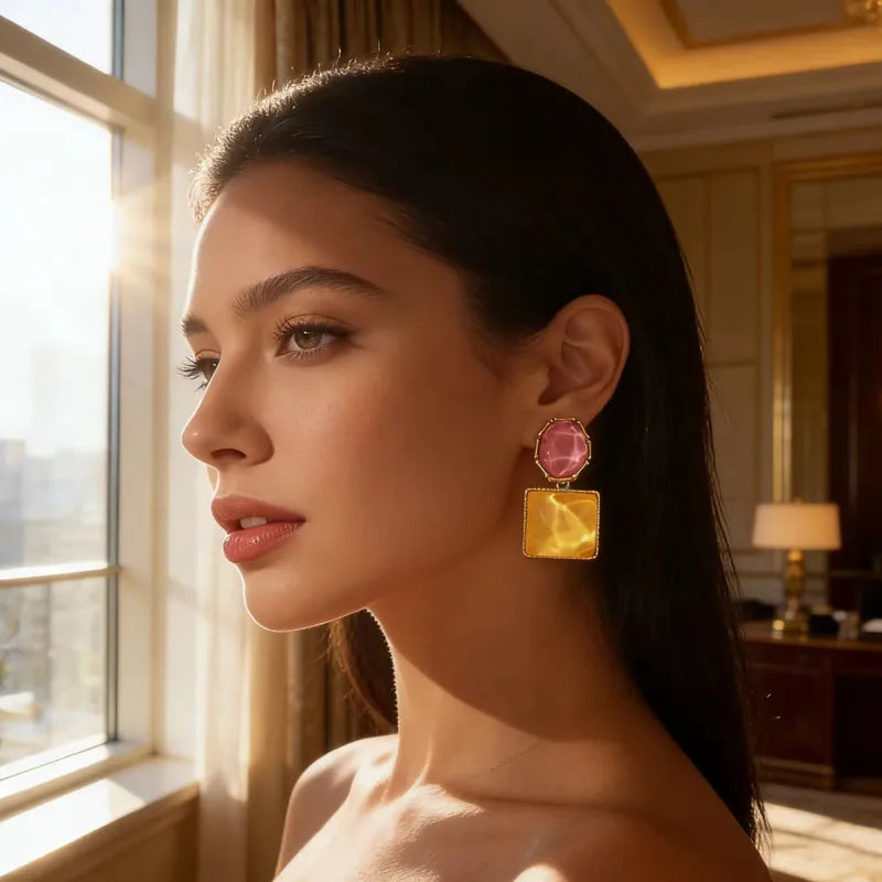 Sunlit Dual-Tone Statement Earring