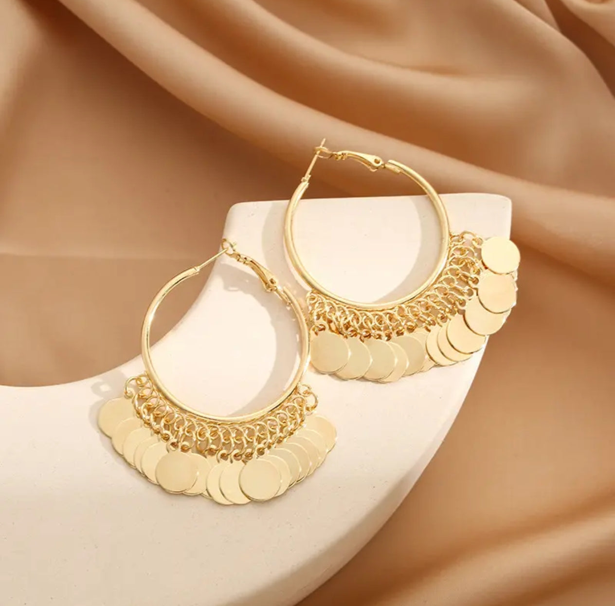 Golden Fringe Hoop Earring