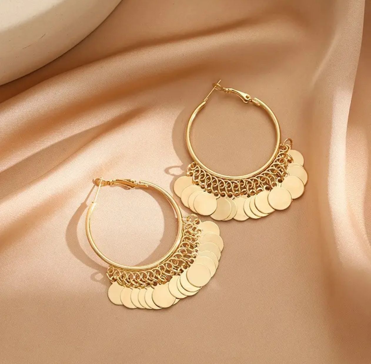 Golden Fringe Hoop Earring