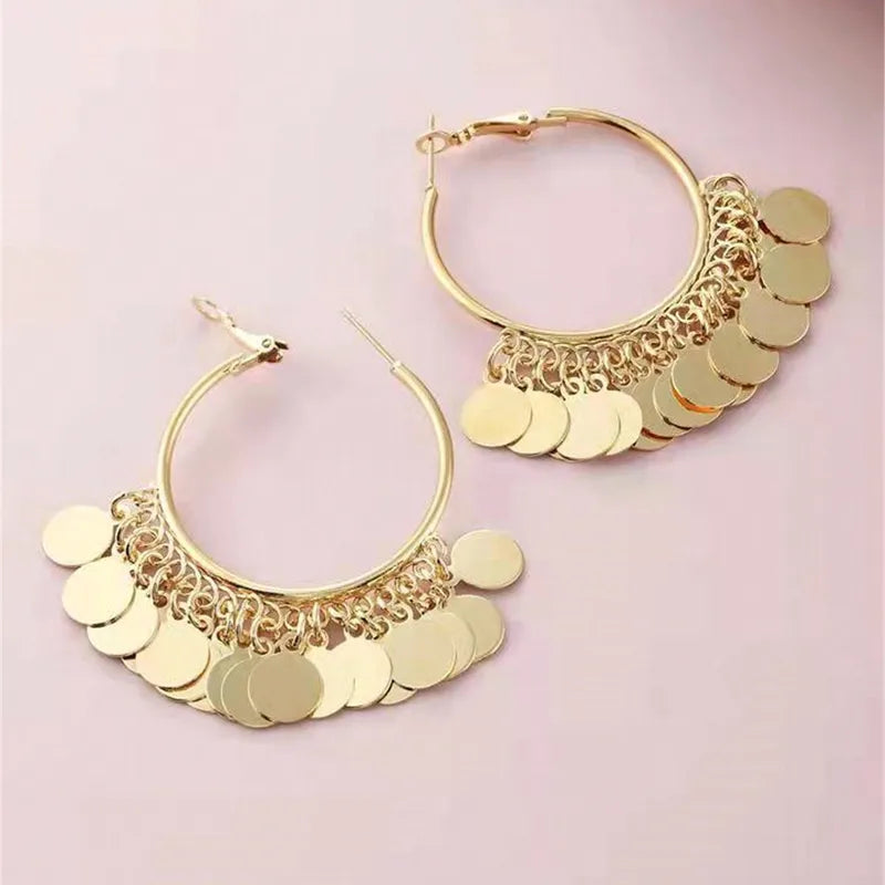 Golden Fringe Hoop Earring