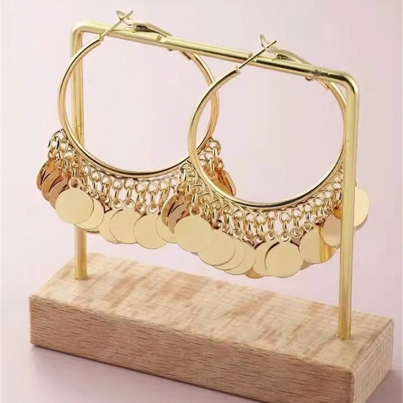 Golden Fringe Hoop Earring