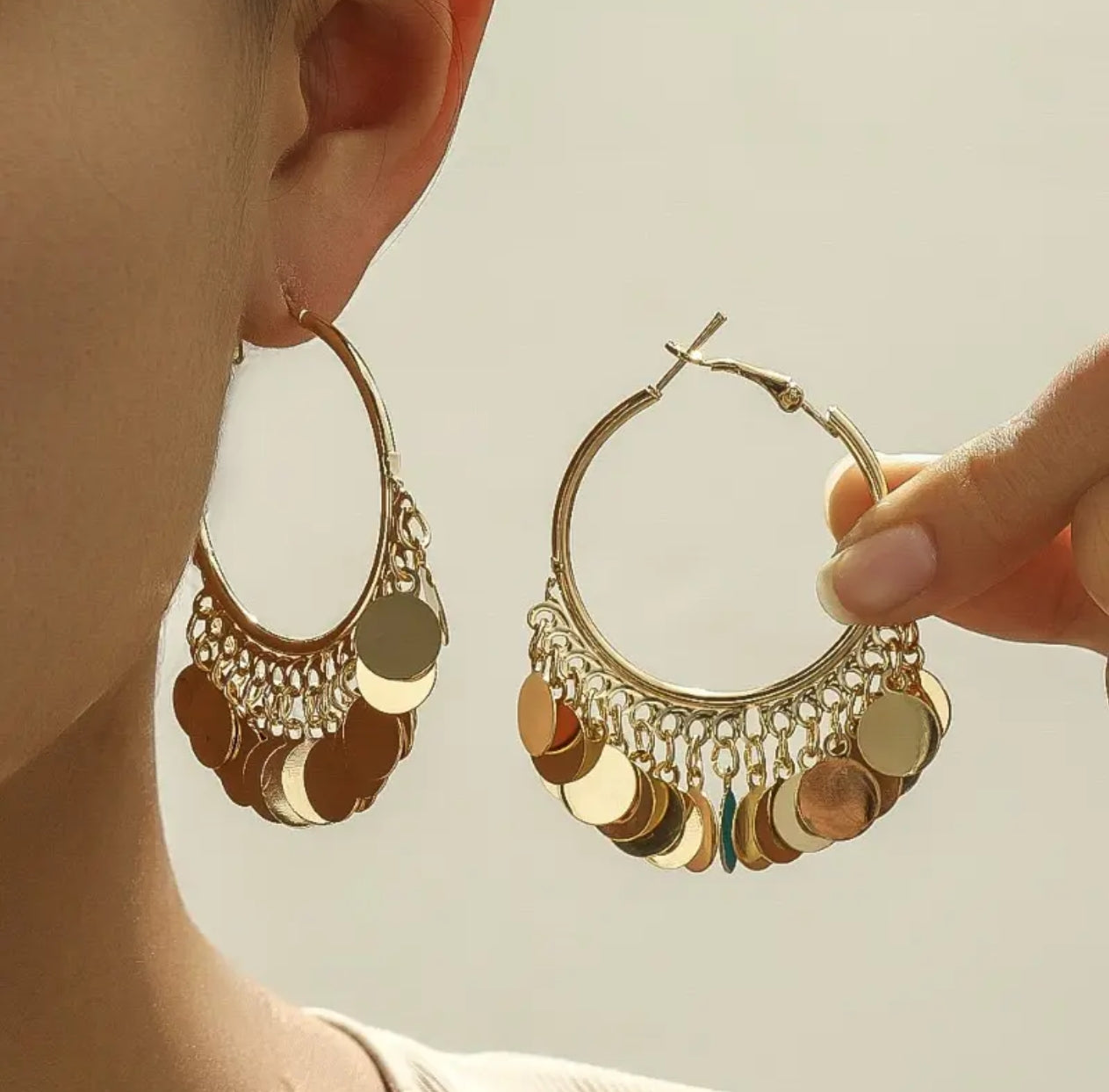 Golden Fringe Hoop Earring