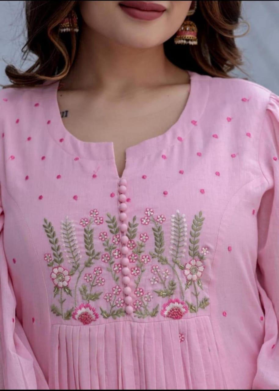 Blush Pink Embroidered Anarkali Suit Set