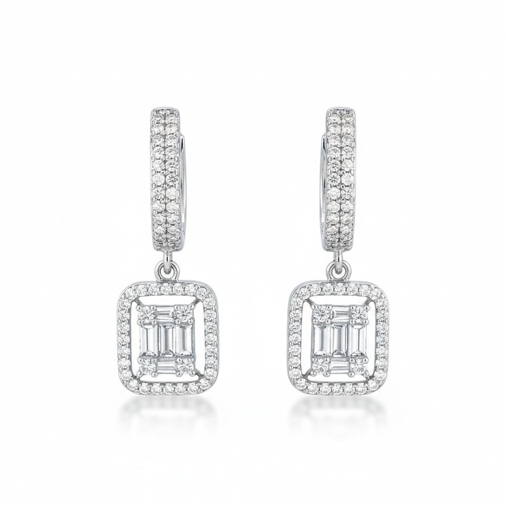 Luxury Baguette-Cut Zircon Rectangle Dangle Earring
