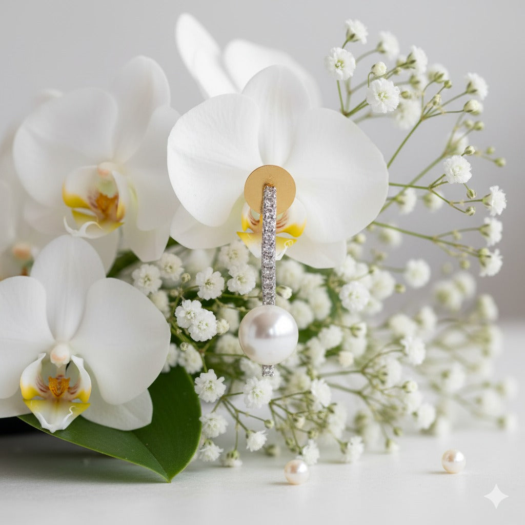 Elegant Gold & Diamond-Crystal Curve Earring