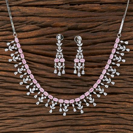 Cz Classic Necklace With Rhodium Plating