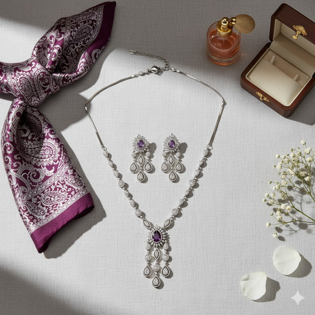 Crystal Drop Necklace Set