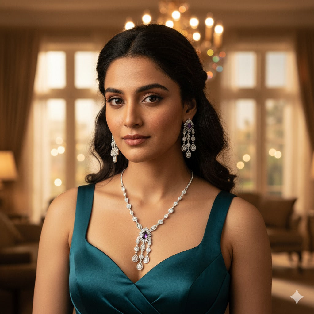 Crystal Drop Necklace Set