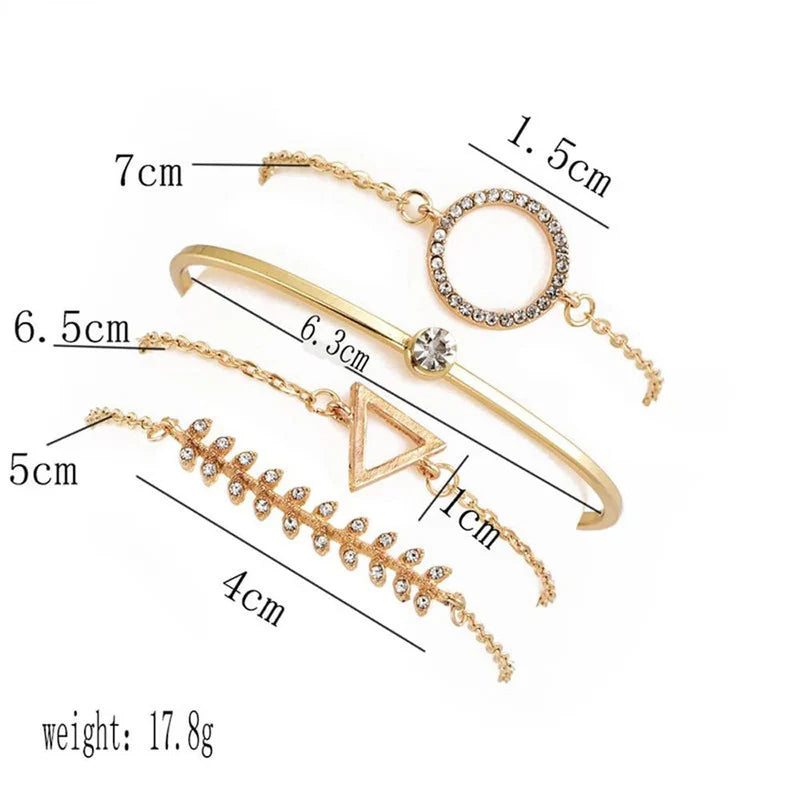 Gold-Plated Minimal Crystal Bracelet Stack – 4 Piece Set