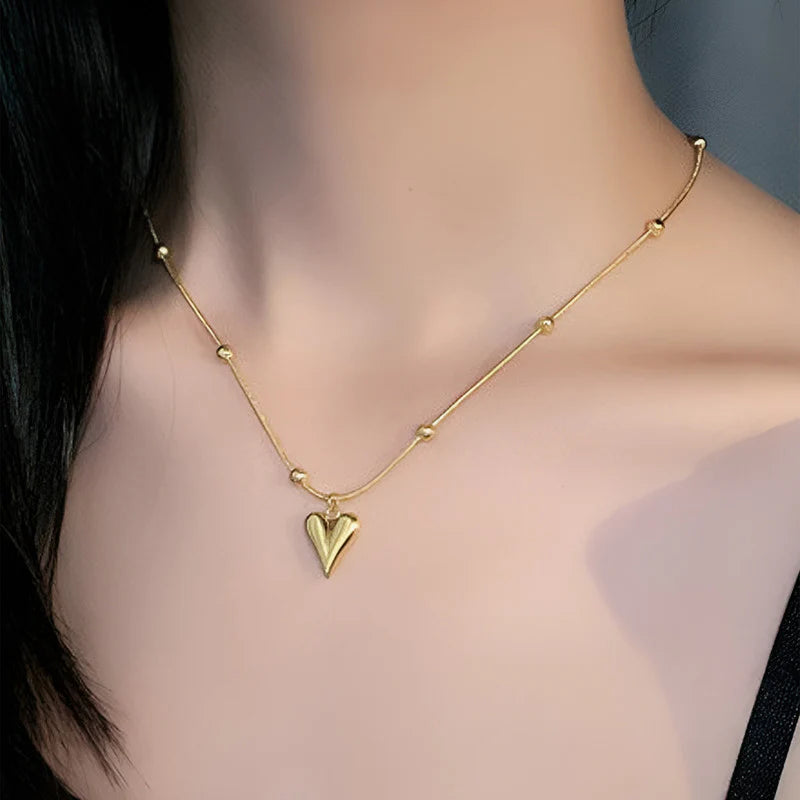 Minimal Heart Charm Anti-Tarnish Gold Necklace