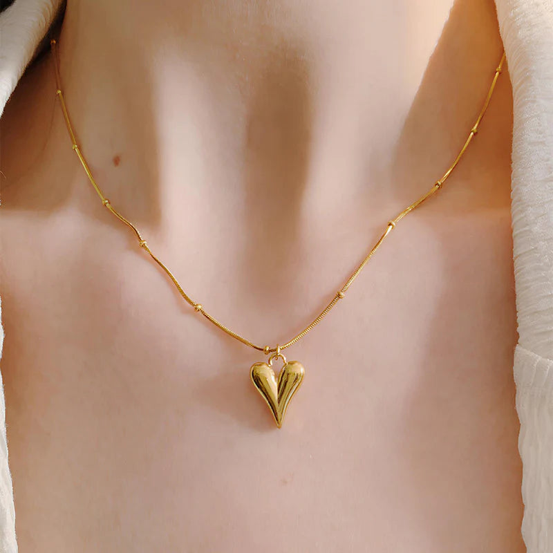 Minimal Heart Charm Anti-Tarnish Gold Necklace