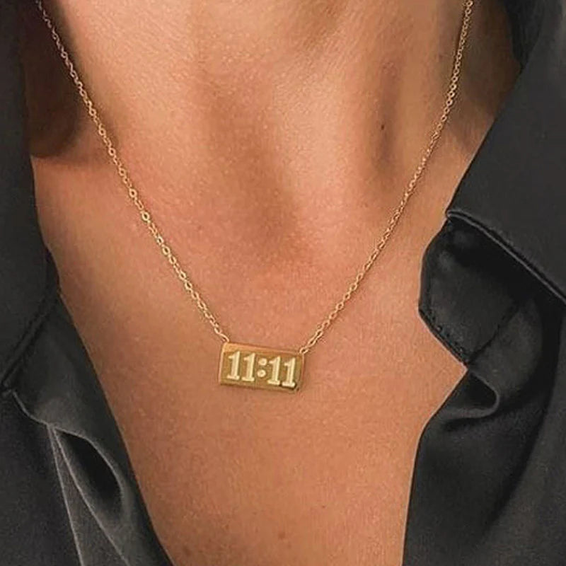 11:11 Angel Number Anti-Tarnish Gold Pendant Necklace