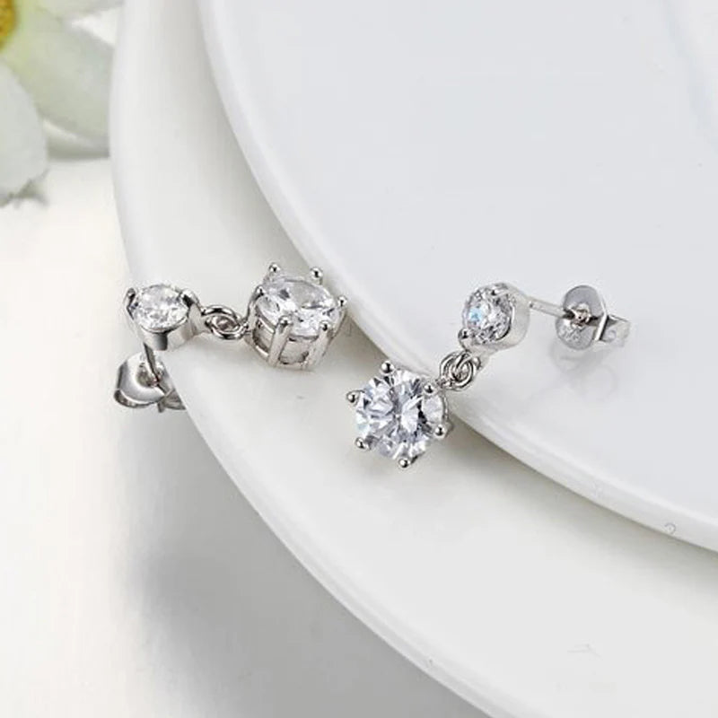 Luxury Sparkle Anti-Tarnish Silver Drop Earring