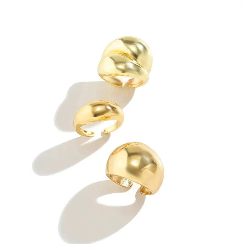 Bold Dome Anti-Tarnish Gold Ring Set for Women (Set of 3)