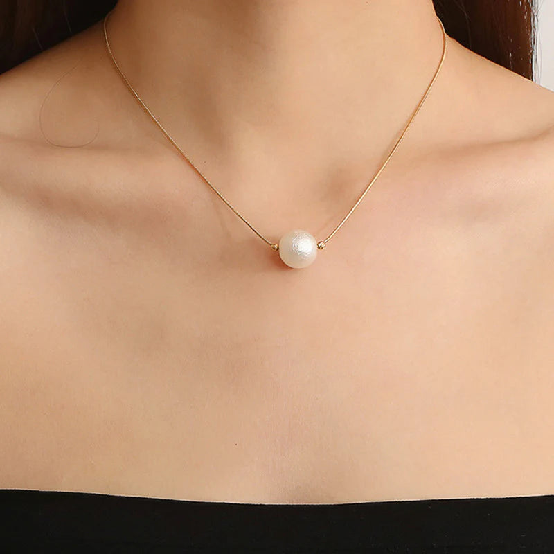 Elegant Pearl Drop Anti-Tarnish Gold Necklace