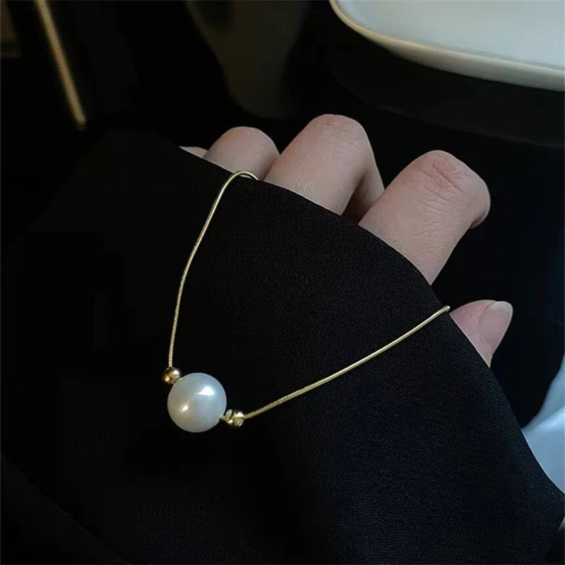 Elegant Pearl Drop Anti-Tarnish Gold Necklace