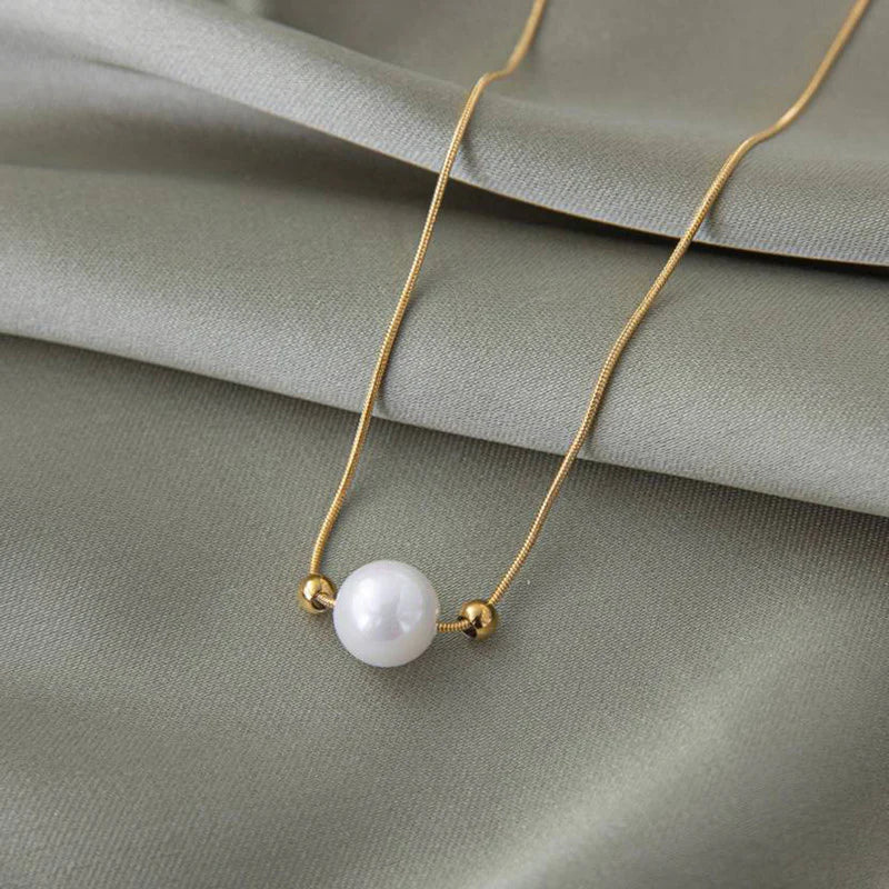 Elegant Pearl Drop Anti-Tarnish Gold Necklace