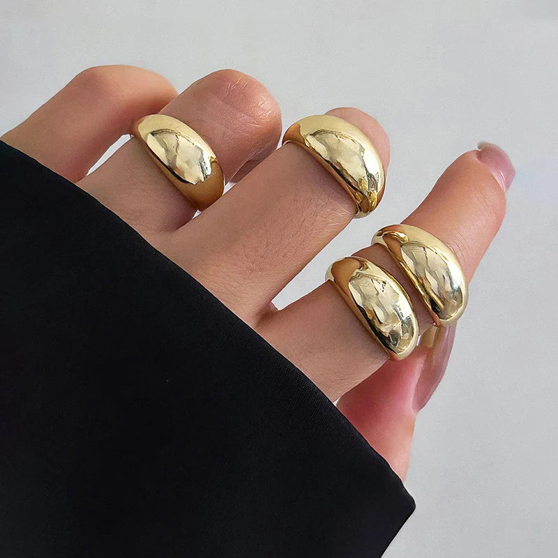 Gold Chunky Dome Anti-Tarnish Ring Set (Set of 4)
