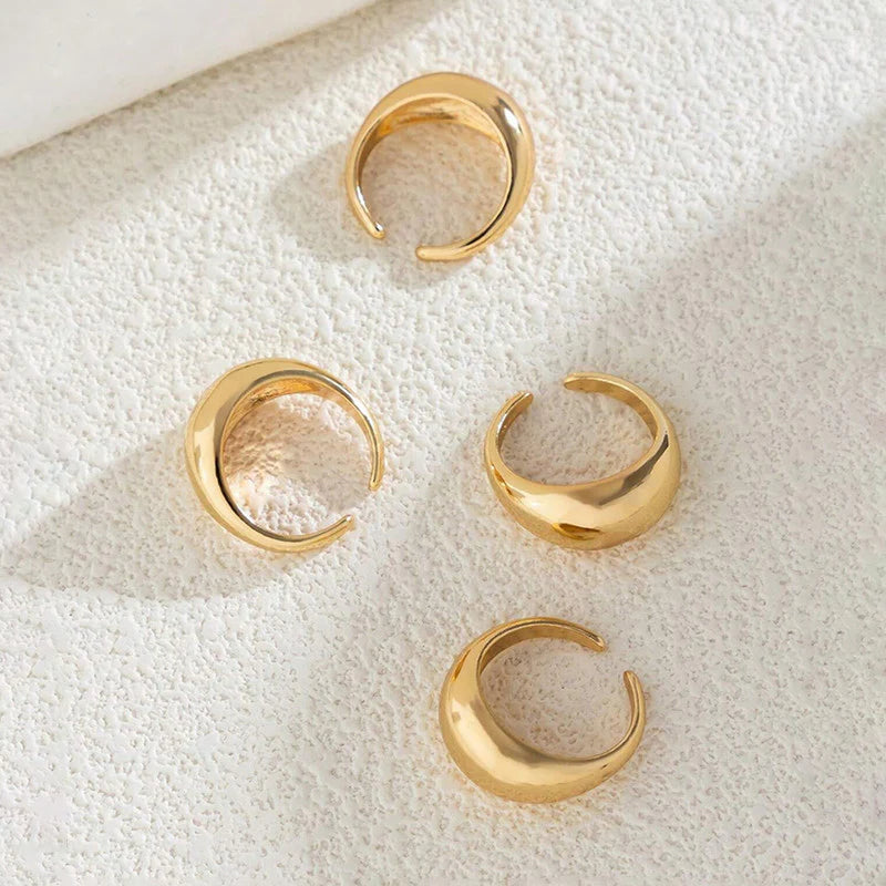 Gold Chunky Dome Anti-Tarnish Ring Set (Set of 4)