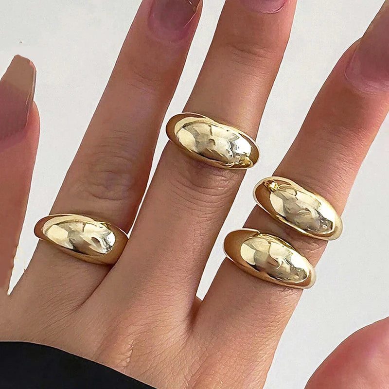 Gold Chunky Dome Anti-Tarnish Ring Set (Set of 4)