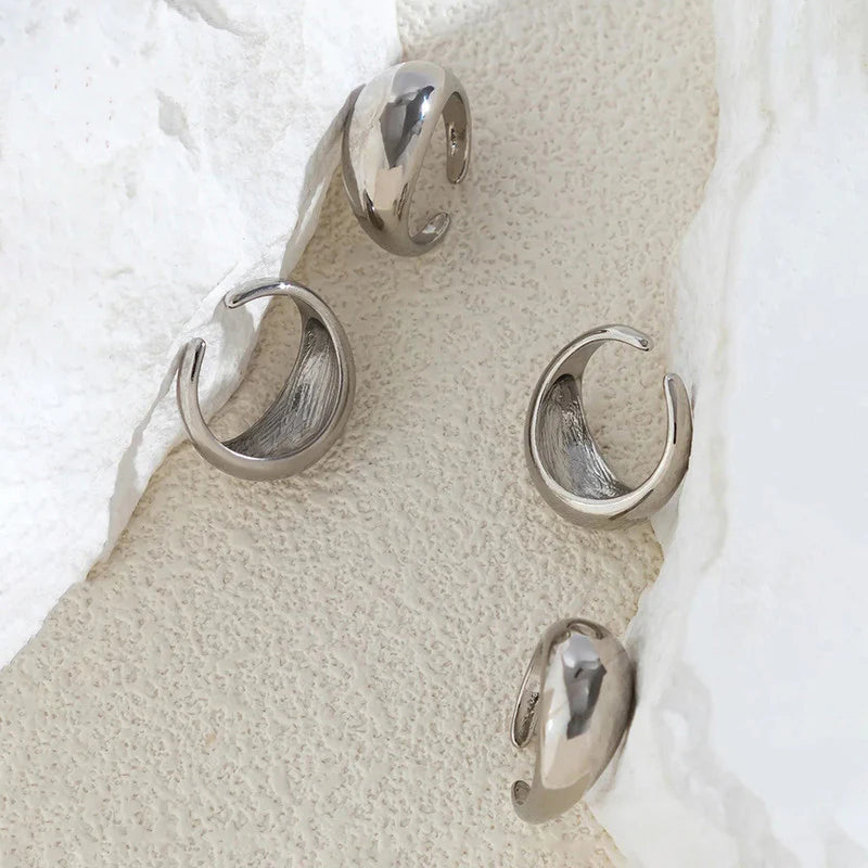 Silver Chunky Dome Anti-Tarnish Ring Set (Set of 4)