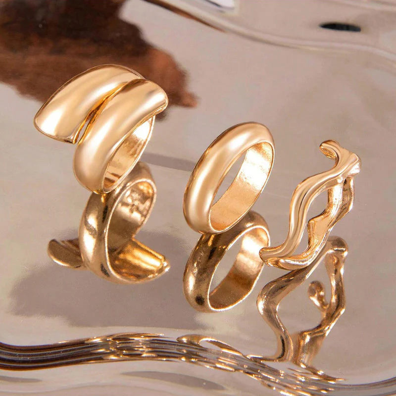 Gold Minimalist Anti-Tarnish Ring Set (Set of 3)