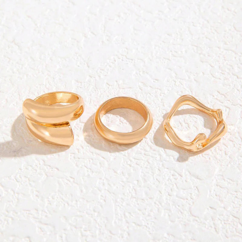 Gold Minimalist Anti-Tarnish Ring Set (Set of 3)