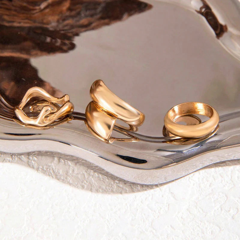 Gold Minimalist Anti-Tarnish Ring Set (Set of 3)
