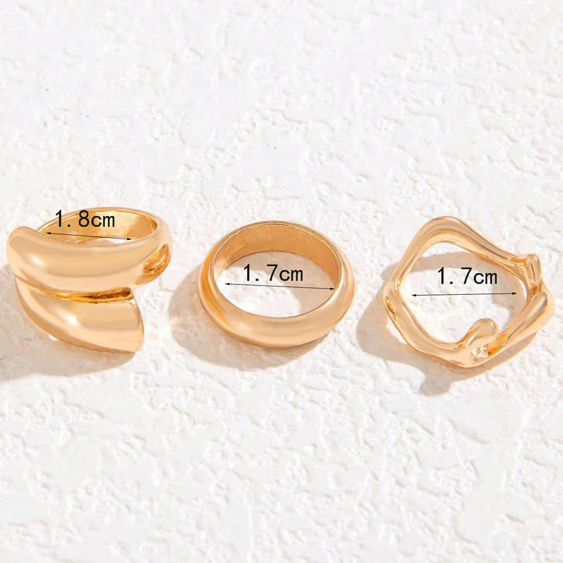 Gold Minimalist Anti-Tarnish Ring Set (Set of 3)