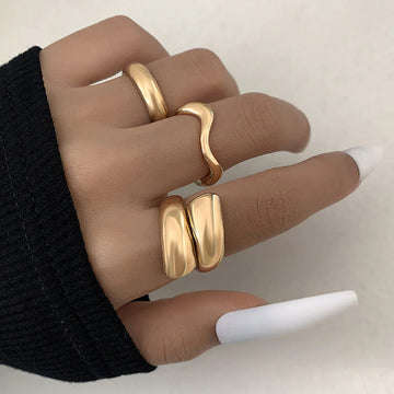 Gold Minimalist Anti-Tarnish Ring Set (Set of 3)