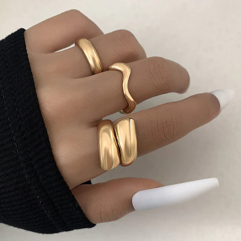 Gold Minimalist Anti-Tarnish Ring Set (Set of 3)