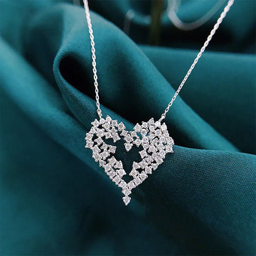 Silver Crystal Heart Anti-Tarnish Necklace