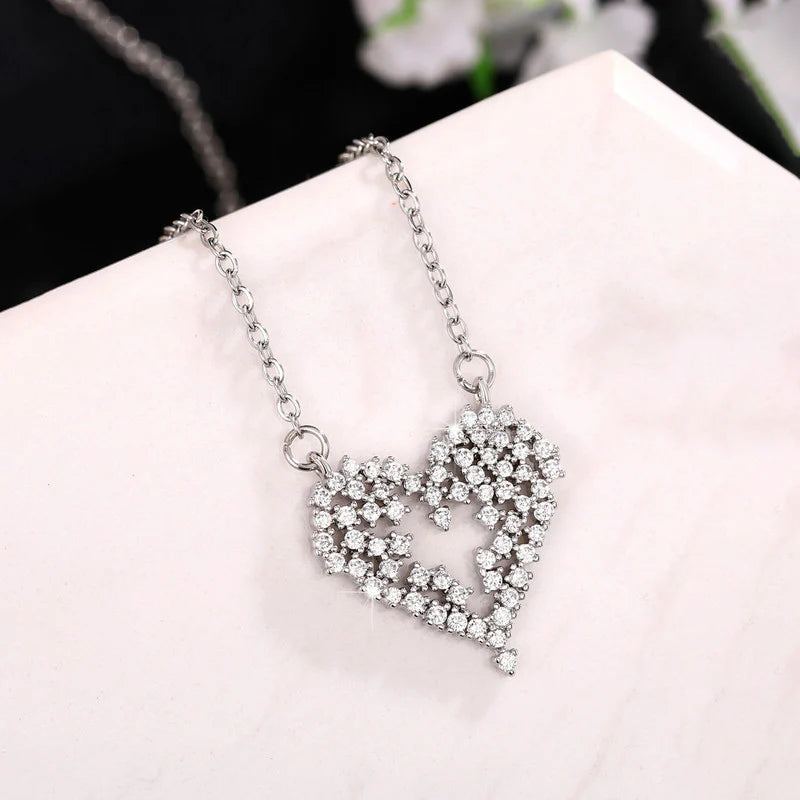 Silver Crystal Heart Anti-Tarnish Necklace