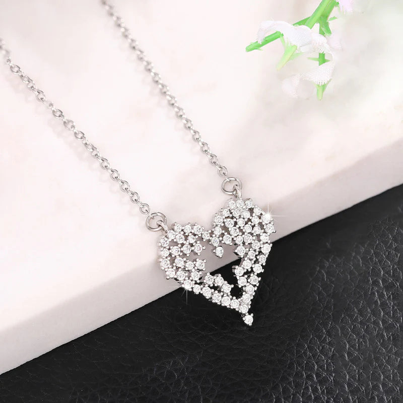 Silver Crystal Heart Anti-Tarnish Necklace