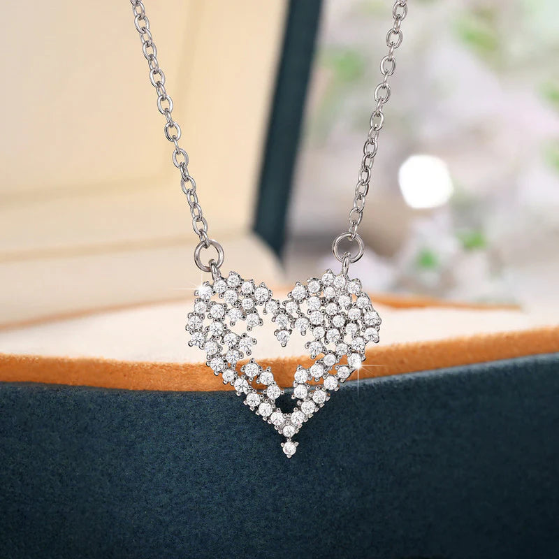 Silver Crystal Heart Anti-Tarnish Necklace