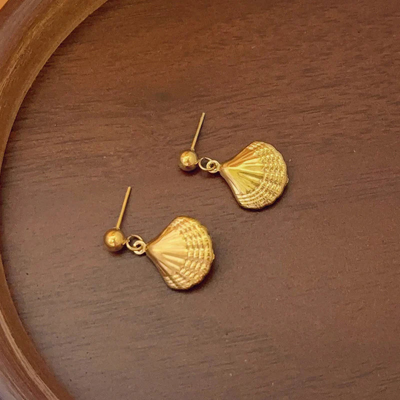 Gold Seashell Anti-Tarnish Drop Earring