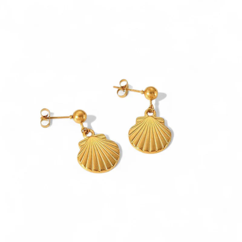 Gold Seashell Anti-Tarnish Drop Earring