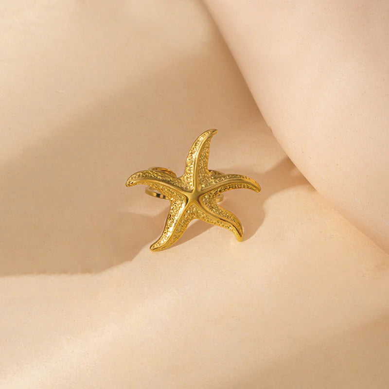 Gold Starfish Anti-Tarnish Statement Ring