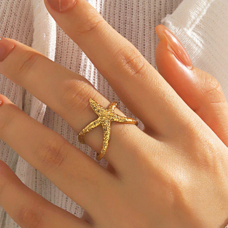 Gold Starfish Anti-Tarnish Ring