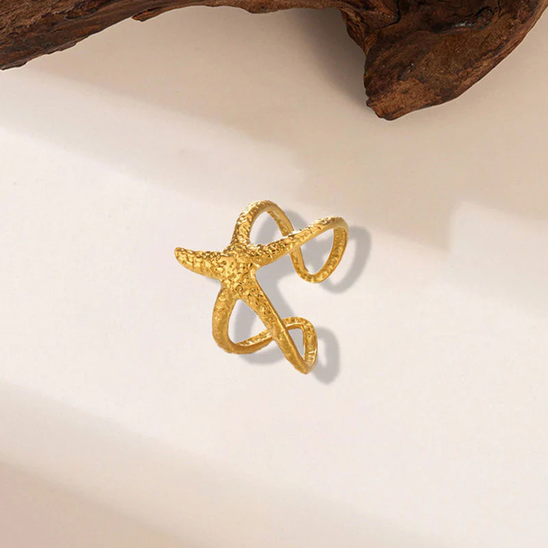 Gold Starfish Anti-Tarnish Ring