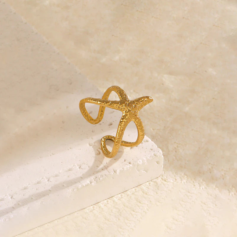 Gold Starfish Anti-Tarnish Ring