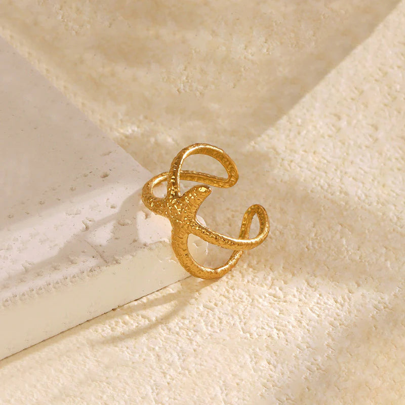 Gold Starfish Anti-Tarnish Ring