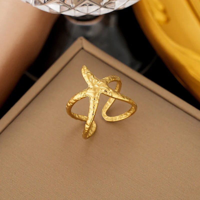 Gold Starfish Anti-Tarnish Ring