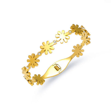 Gold-Tone Floral Crystal Anti-Tarnish Bracelet