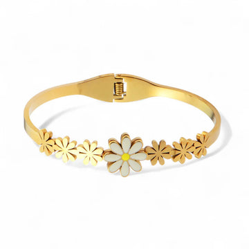 Gold-Tone Floral Daisy Anti-Tarnish Bracelet