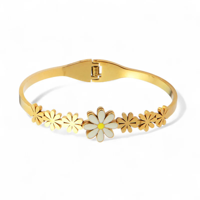 Gold-Tone Floral Daisy Anti-Tarnish Bracelet